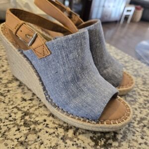 Toms Light Blue Denim Wedges